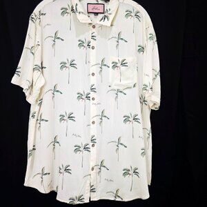 Billy Aloha White Hawaiian Palm Tree Print Short Sleeve Button-Up Shirt XXL